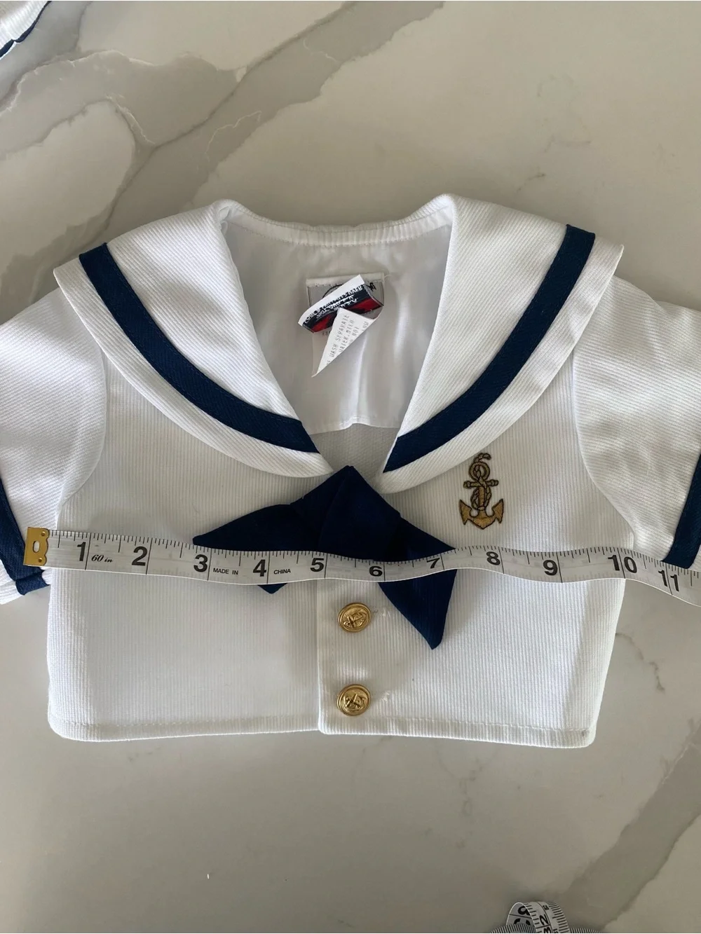 Vtg Good Lad Sailor navy seals baby Outfit 2pc gold embroidered anchor Top & Hat